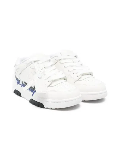 OFF-WHITE GRAPHIC-PRINT LEATHER SNEAKERS