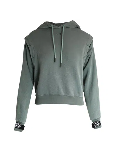 OFF-WHITE HOODIE DETACHABLE-SLEEVES HOODED SWEATER IN KHAKI COTTON