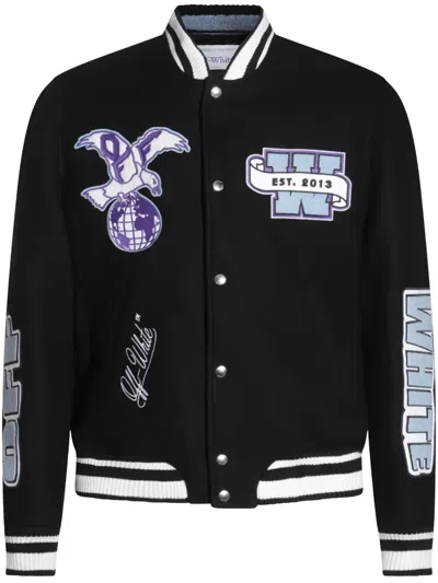 OFF-WHITE LOGO-PATCH BOMBER JACKET