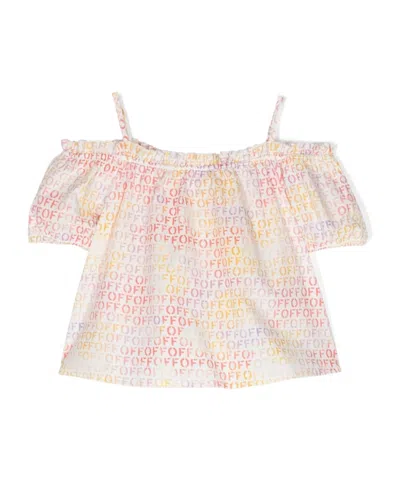 OFF-WHITE LOGO-PRINT COTTON BLOUSE