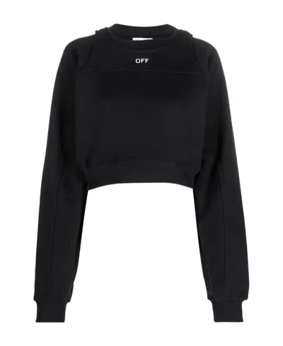 OFF-WHITE OFF-WHITE LOGO EMBROIDERED CROPPED SWEATSHIRT