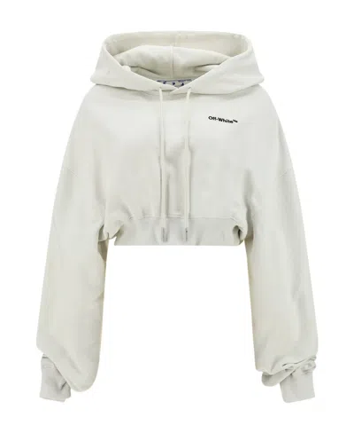 OFF-WHITE LOGO-PRINT CROPPED HOODIE