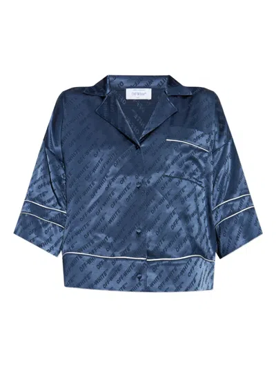 OFF-WHITE LOGO-PRINT SATIN SHIRT
