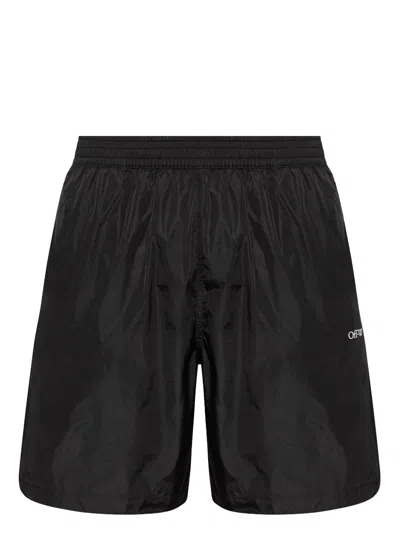 OFF-WHITE LOGO-PRINT SWIM SHORTS