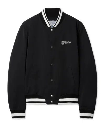 OFF-WHITE OFF-WHITE SCRIPT BUTTON-UP VARSITY JACKET