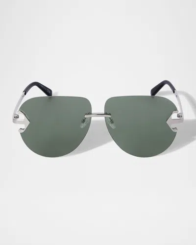 OFF-WHITE MEN'S ALEXANDRIA METAL ROUND SUNGLASSES
