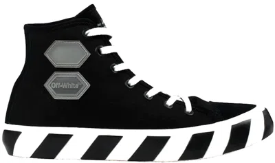OFF-WHITE MEN'S OFF OFF VULCANIZED HI STRIPED SNEAKERS IN BLACK/WHITE