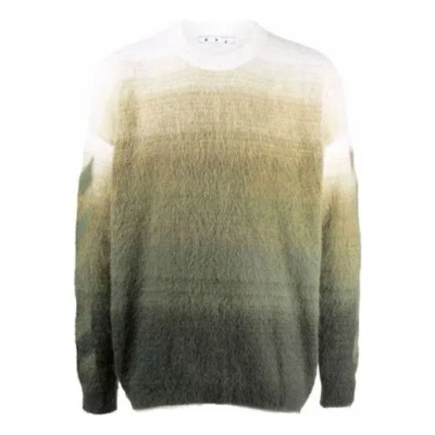 OFF-WHITE Men's Off-White Gradient Effect Round Neck Long Sleeves Wool Sweater Loose Fit Multicolor