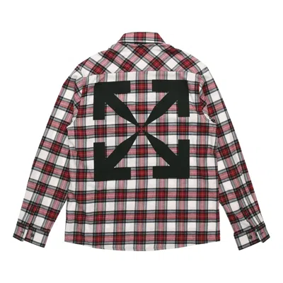 OFF-WHITE Men's Off-White SS21 Plaid Back Arrow Red Shirt