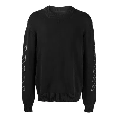 OFF-WHITE Men's Off-White SS22 Arrow Printing Round Neck Pullover Long Sleeves Wool Sweater Black
