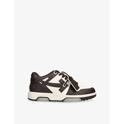 OFF-WHITE MENS DARK BROWN OUT OF OFFICE LEATHER LOW-TOP TRAINERS EUR 43 / 9 UK