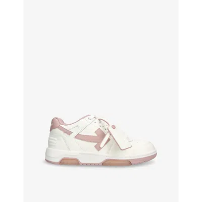OFF-WHITE MENS PINK COMB OUT OF OFFICE LEATHER LOW-TOP TRAINERS EUR 41 / 8 UK