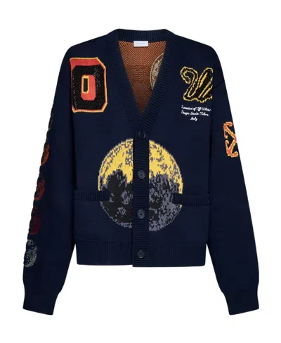 OFF-WHITE OFF-WHITE MOON PHASE V-NECK LONG-SLEEVED CARDIGAN