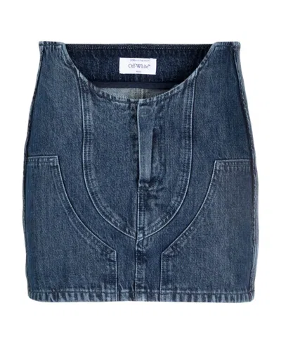 OFF-WHITE OFF-WHITE CUT-OUT DENIM MINI SKIRT