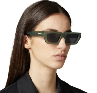 OFF-WHITE OFF-WHITE OERI129S24PLA0015707 MANCHESTER OLIVE GREEN DARK GREY SUNGLASSES