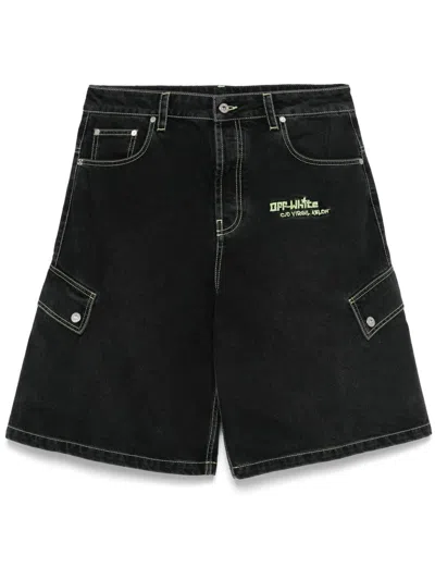 OFF-WHITE `OFF IRREG SAFARI` DENIM CARGO SHORTS