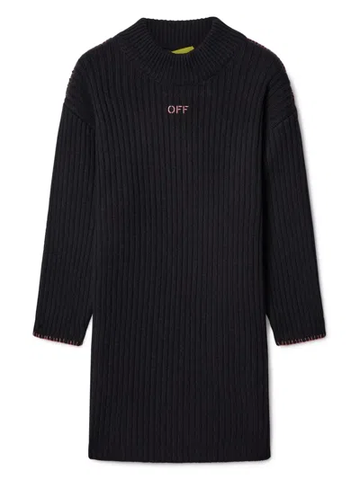 OFF-WHITE OFF STAMP RIBBED-KNIT DRESS