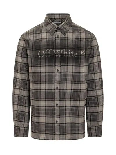 OFF-WHITE OFF-WHITE OFF-WHITE PLAID SHIRT WITH LOGO FRONT