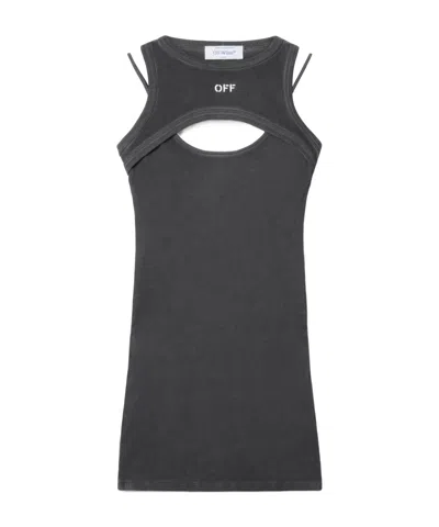 OFF-WHITE LOGO-EMBROIDERED CUT-OUT MINI DRESS