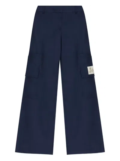 OFF-WHITE PATCH-POCKET WIDE-LEG TROUSERS