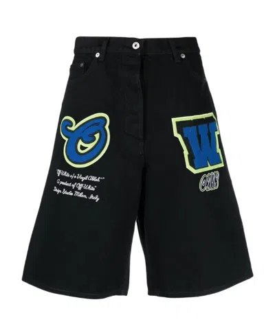 OFF-WHITE OFF-WHITE LOGO PATCH DENIM SHORTS