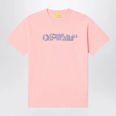 OFF-WHITE PINK T-SHIRT WITH LOGO PRINT