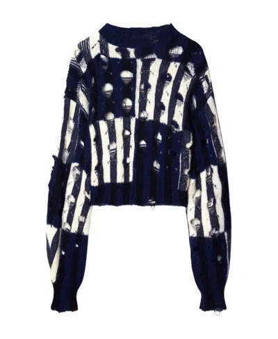 OFF-WHITE OFF-WHITE SHIBORI DISTRESSED CREWNECK LONG-SLEEVED JUMPER