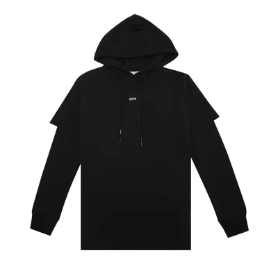 OFF-WHITE OFF-WHITE STENCIL DOUBLE TEE HOODIE 'BLACK//WHITE'