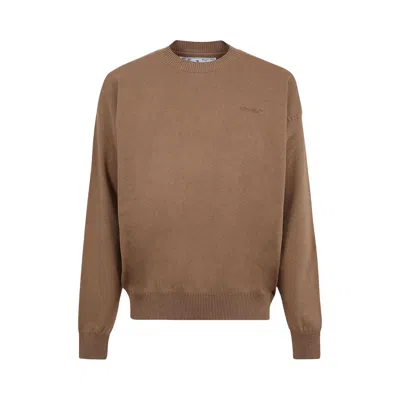 OFF-WHITE OFF-WHITE STRETCH COTTON CREWNECK 'CAMEL'