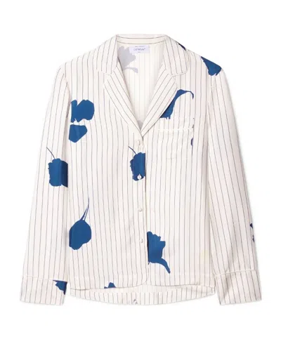 OFF-WHITE STRIPED POPLIN PAJAMA SHIRT