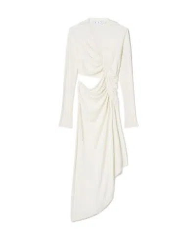OFF-WHITE OFF-WHITE RUCHED LONG-SLEEVED DRESS