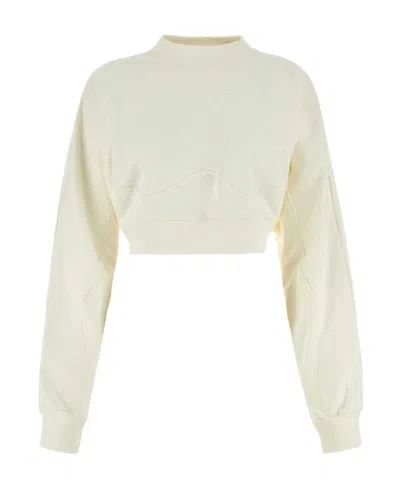 OFF-WHITE OFF-WHITE LONG-SLEEVED CREWNECK CROPPED SWEATSHIRT