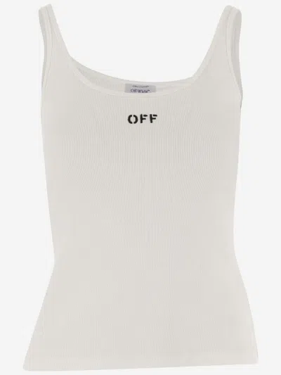 OFF-WHITE WOMEN WHITE WHITE LOGO TANK TOP, M LUXURY TOPS FOR WOMEN DARVEYS