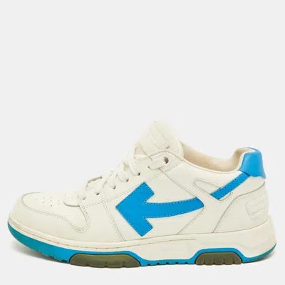 OFF-WHITE WHITE/BLUE LEATHER OUT OF OFFICE SNEAKERS SIZE 41