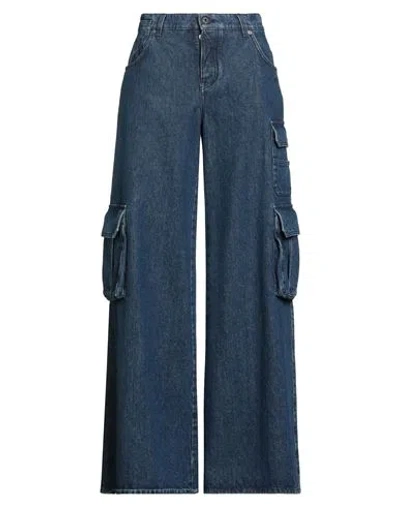 OFF-WHITE OFF-WHITE WOMAN JEANS BLUE SIZE 30 COTTON