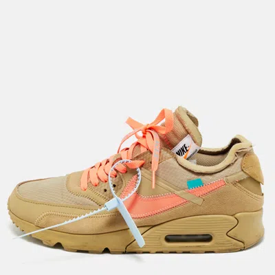 OFF-WHITE X NIKE BEIGE FABRIC AND LEATHER AIR MAX 90 DESERT ORE LACE UP SNEAKERS SIZE 44