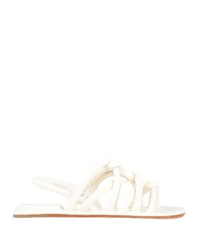 OFFICINE CREATIVE ITALIA OFFICINE CREATIVE ITALIA WOMAN SANDALS WHITE SIZE 8 SOFT LEATHER