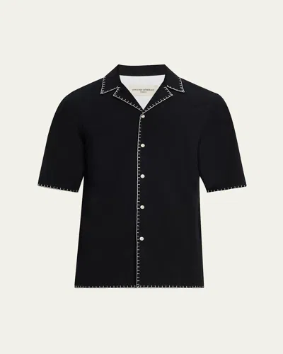 OFFICINE GENERALE MEN'S EREN SEERSUCKER WHIPSTITCH CAMP SHIRT