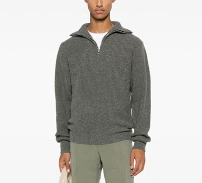 OFFICINE GENERALE OFFICINE GENERALE TAREK MOCK-NECK SWEATER MEN'S L OLIVE/MID GREY WOOL CASHMERE