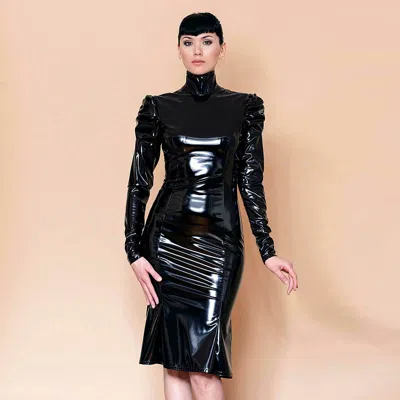 OFFLABEL DOMINATRIX DRESS LACK KLEID COCKTAIL SCHWARZ GLÄNZEND CLUBWEAR KINKY GOTHIC