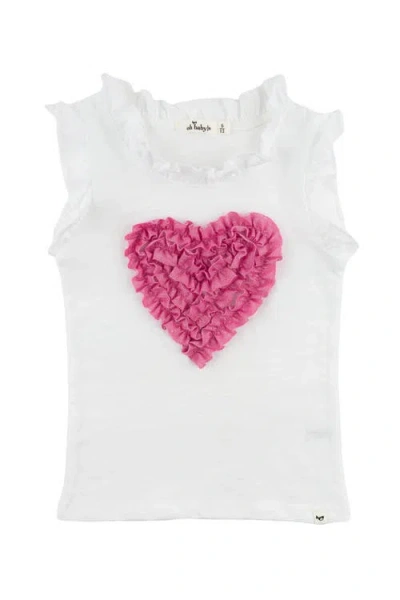 OH BABY OH BABY! RUFFLE HEART BRIGHT PINK SPARKLE REBEKAH RUFFLE TANK