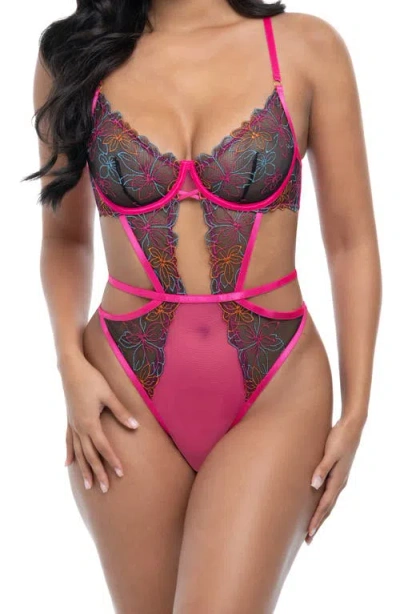 OH LA LA CHERI OH LA LA CHERI SARACITA EMBROIDERED MESH UNDERWIRE TEDDY