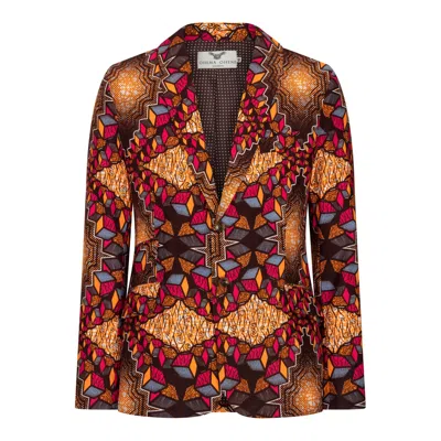 OHEMA OHENE JOSHUA MEN'S SLIM FIT AFRICAN PRINT BLAZER-CUBIC