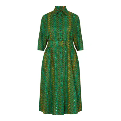 OHEMA OHENE WOMEN'S RITA MIDAXI DRESS GREEN COCO BEAN