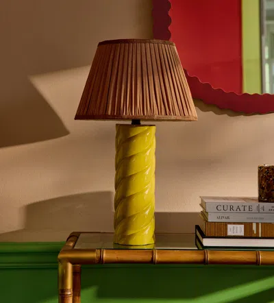 OKA ARCHIBALD PLEATED LINEN LAMPSHADE 35CM - APRICOT