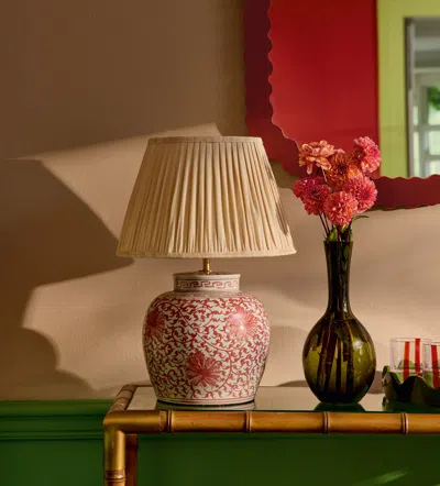 OKA ARCHIBALD PLEATED LINEN LAMPSHADE 35CM - OYSTER