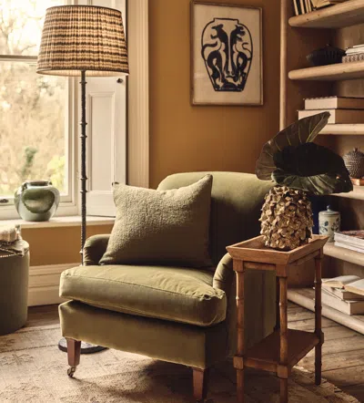 OKA BONNIE CUSHION COVER - GREEN/CREAM