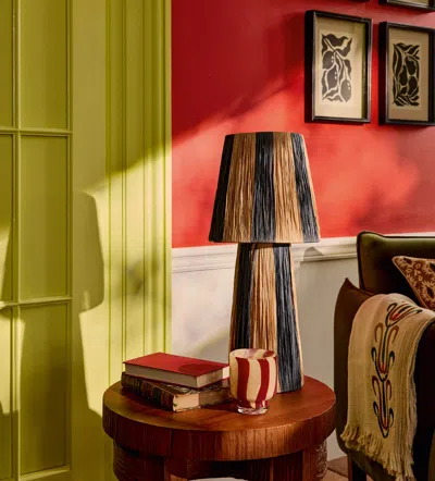 OKA BRIDGET TABLE LAMP AND SHADE - WARM NATURAL/BLUE