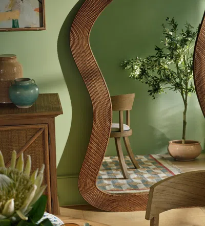 OKA LEORA FLOOR STANDING MIRROR - RATTAN BROWN