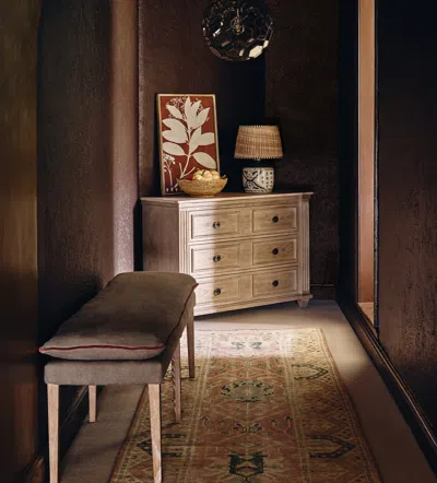 OKA NOTT LINEN BENCH - SAGE/BLOOD ORANGE